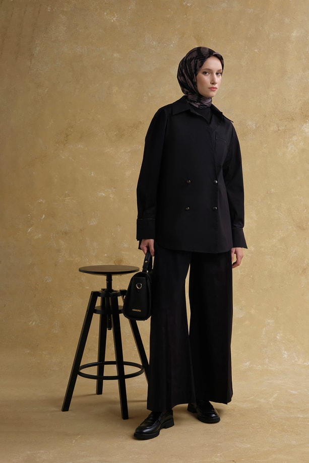 Kruvaze Poplin Takım SİYAH