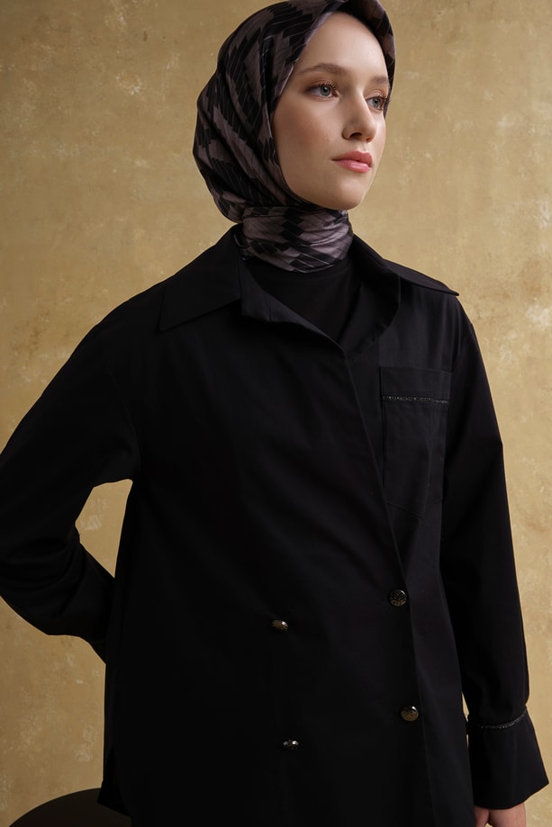 Kruvaze Poplin Takım SİYAH