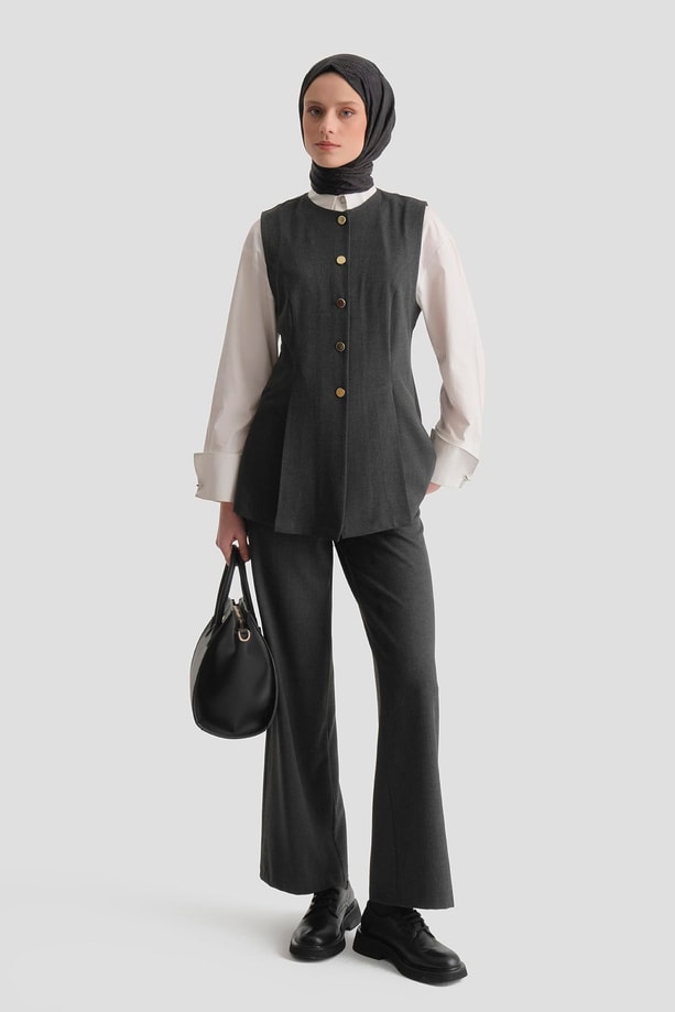 Fitted Yelekli Takım Antrasit