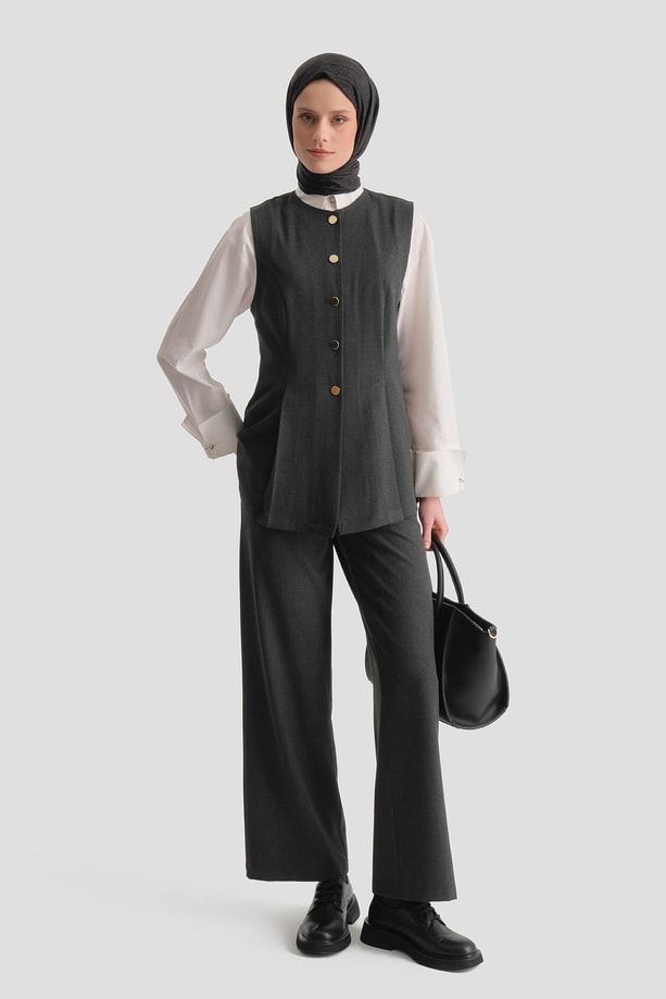 Fitted Yelekli Takım Antrasit