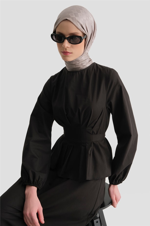 Bağlama Detaylı Takım Siyah