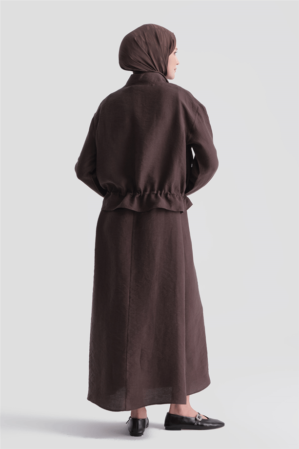 Brode Cepli Keten Karışımlı Takım Kahve