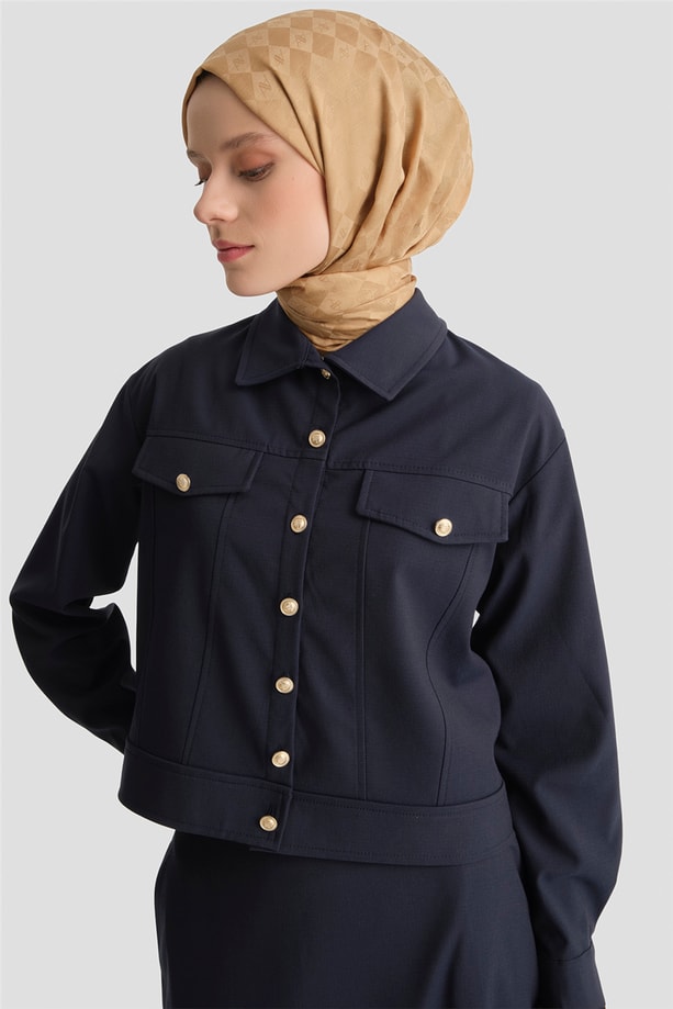 Denim Ceketli Takım Lacivert