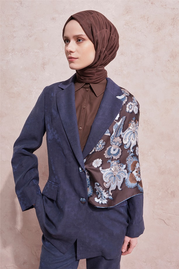 Jakarlı Blazer Takım Lacivert