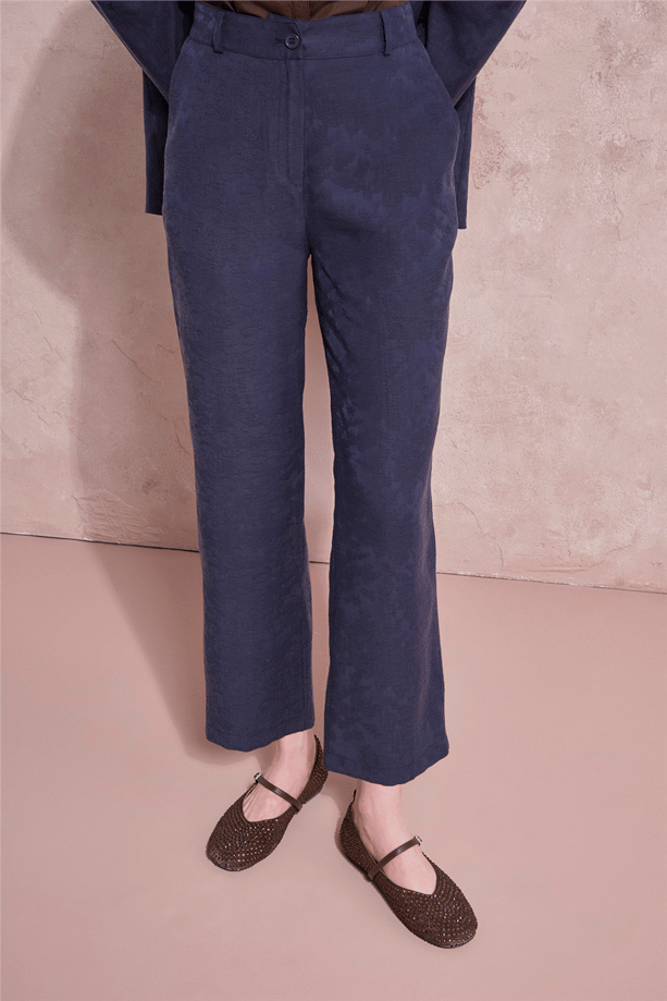 Jakarlı Blazer Takım Lacivert