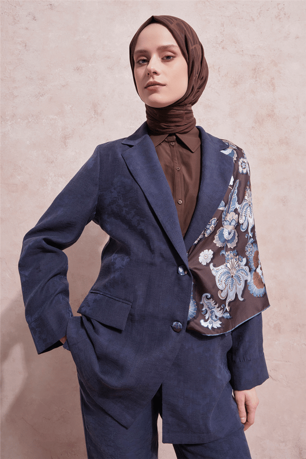 Jakarlı Blazer Takım Lacivert