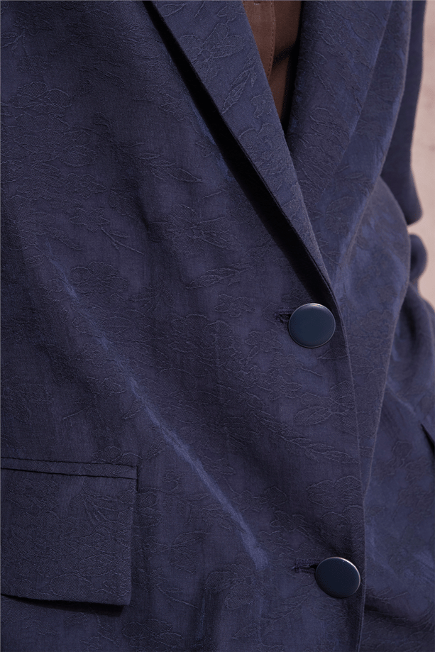 Jakarlı Blazer Takım Lacivert