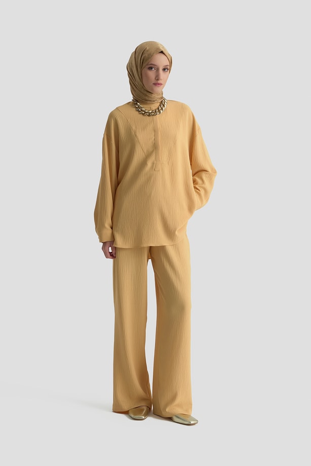 Tunik Pantolon Takım Camel