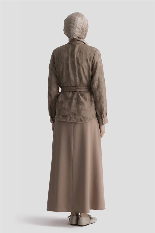 Jakarlı Tunik Takım Vizon