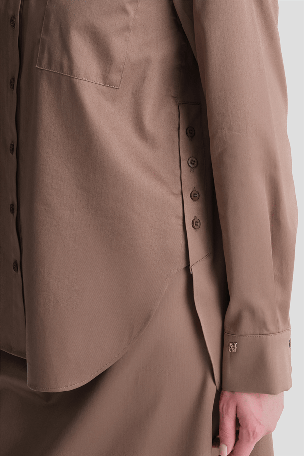 Poplin Blazer Ceket Takım Açık Kahve