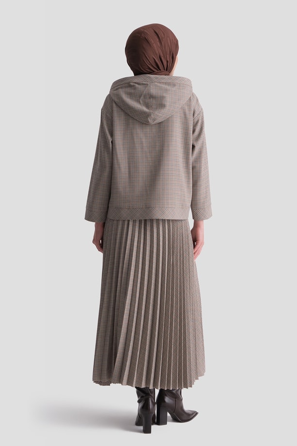 Ekose Desenli Takım Camel