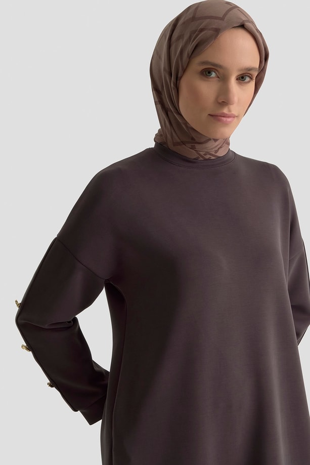 Modal Karışımlı Aksesuarlı Takım Acı Kahve