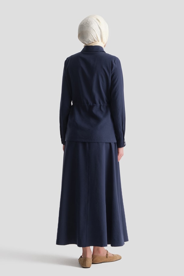 Viskon Beli Büzgülü Takım Lacivert