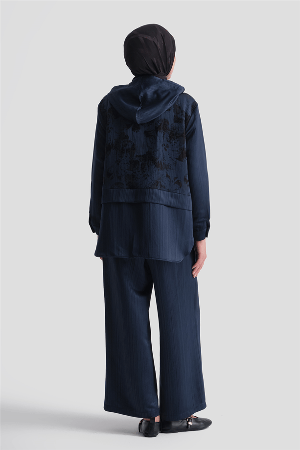 Dantel Detaylı Denim Takım Lacivert 