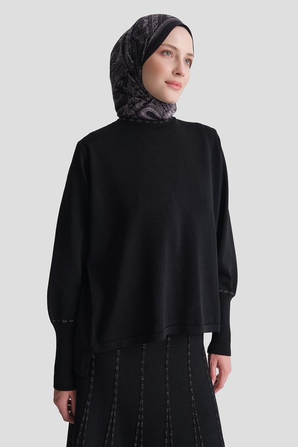 Sim Şeritli Rayon Triko Takım Siyah 