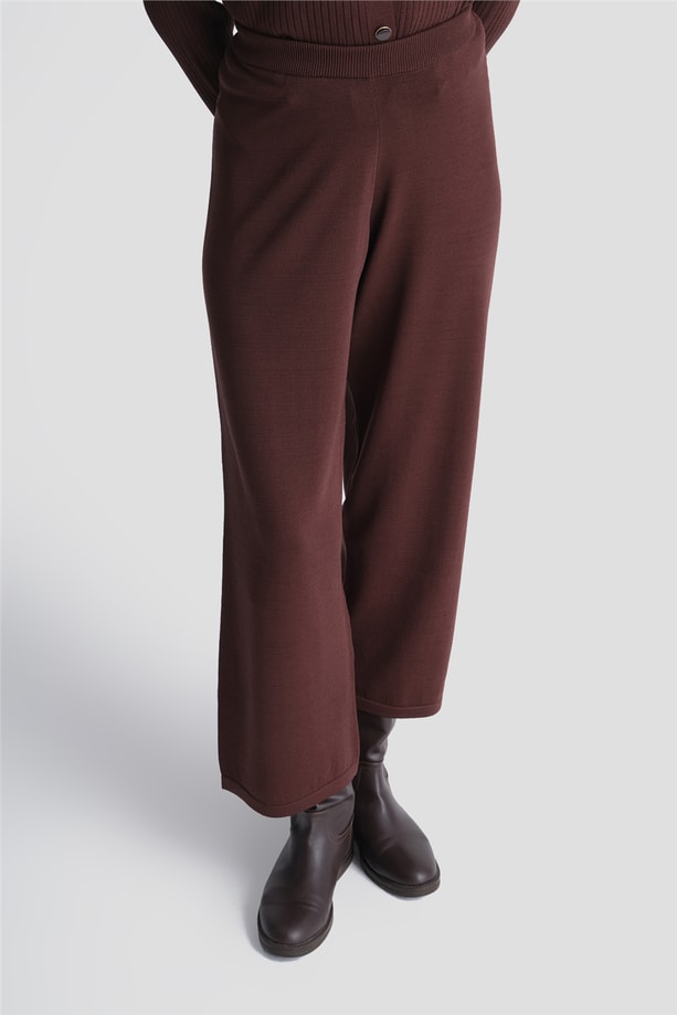 Fitilli Hırkalı Rayon Triko Takım Acı Kahve 