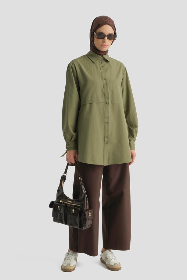 Armine Aller Parçalı Tunik Yağ Yeşili