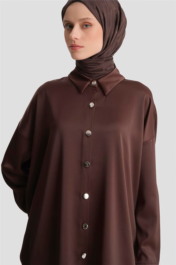 Saten Tunik Acı Kahve