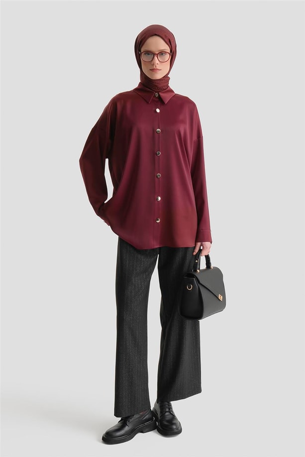 Saten Tunik Bordo