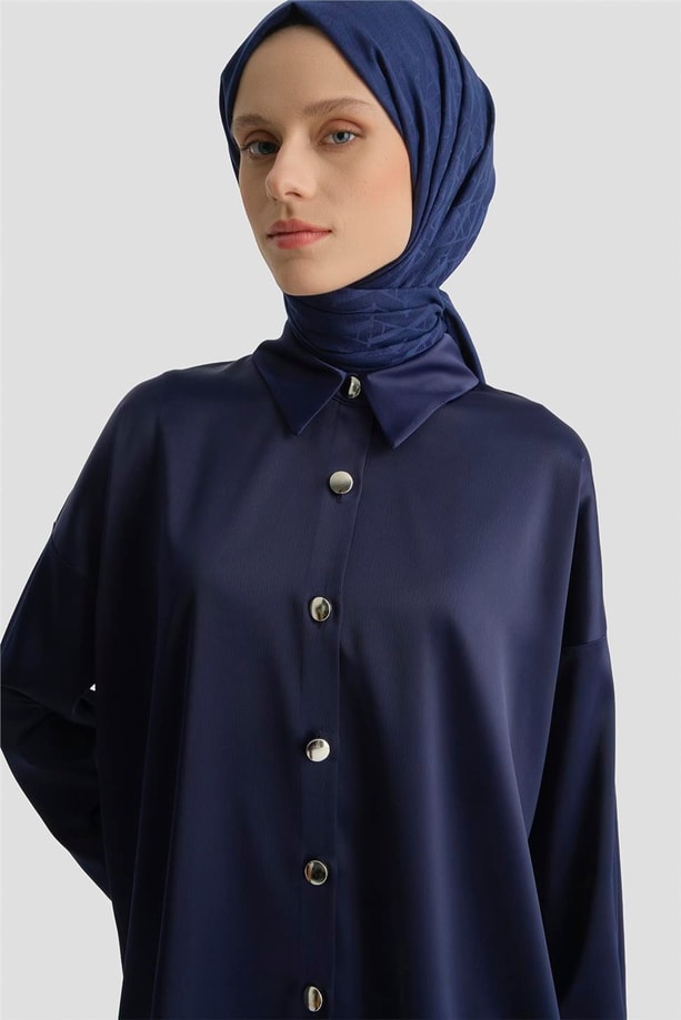 Saten Tunik Lacivert