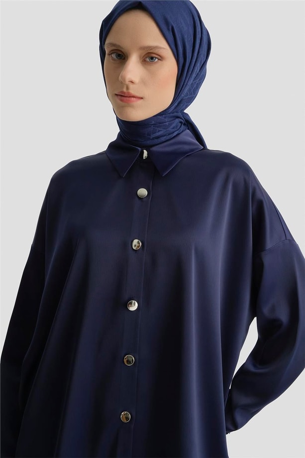 Saten Tunik Lacivert