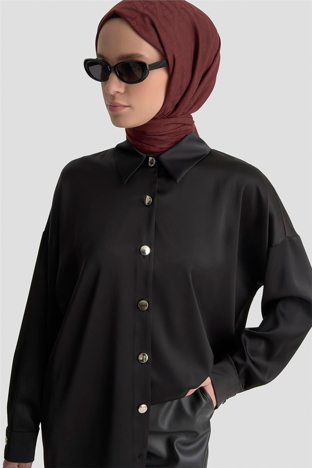 Saten Tunik Siyah