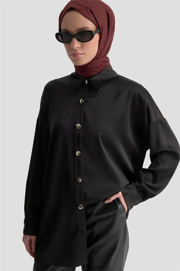 Saten Tunik Siyah