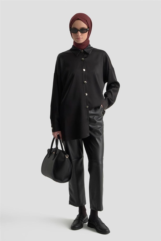 Saten Tunik Siyah
