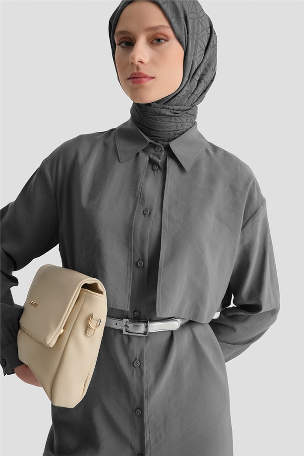 Aller Detaylı Tunik Gri