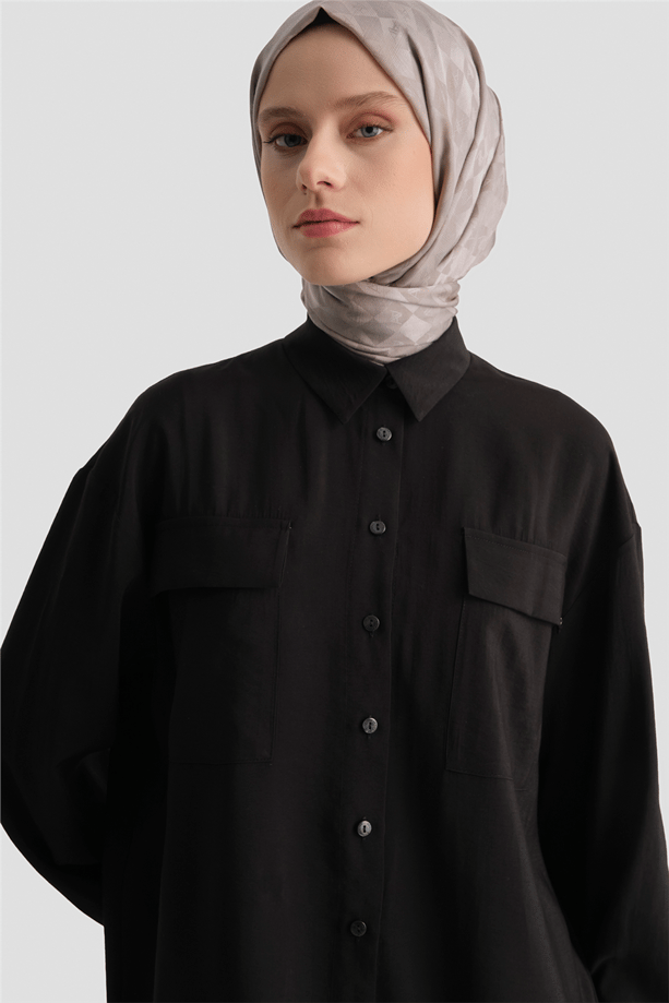 Cepli Modal Tunik Siyah