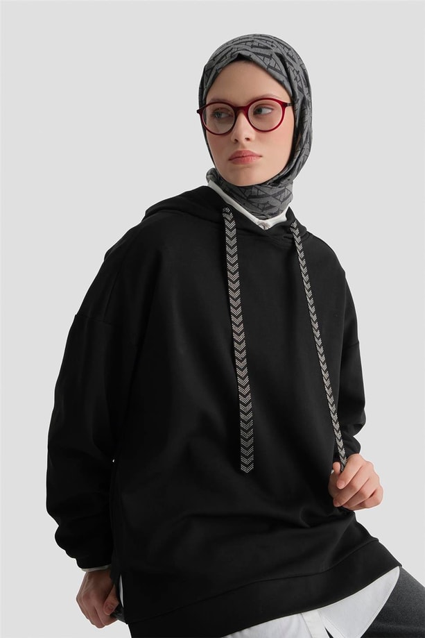 Kapüşonlu Sweat Siyah