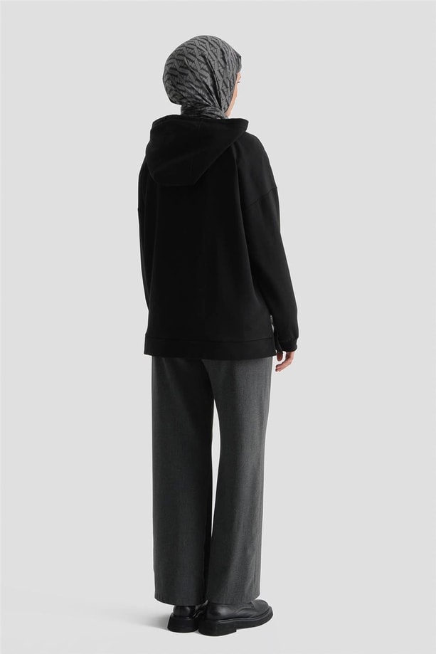 Kapüşonlu Sweat Siyah