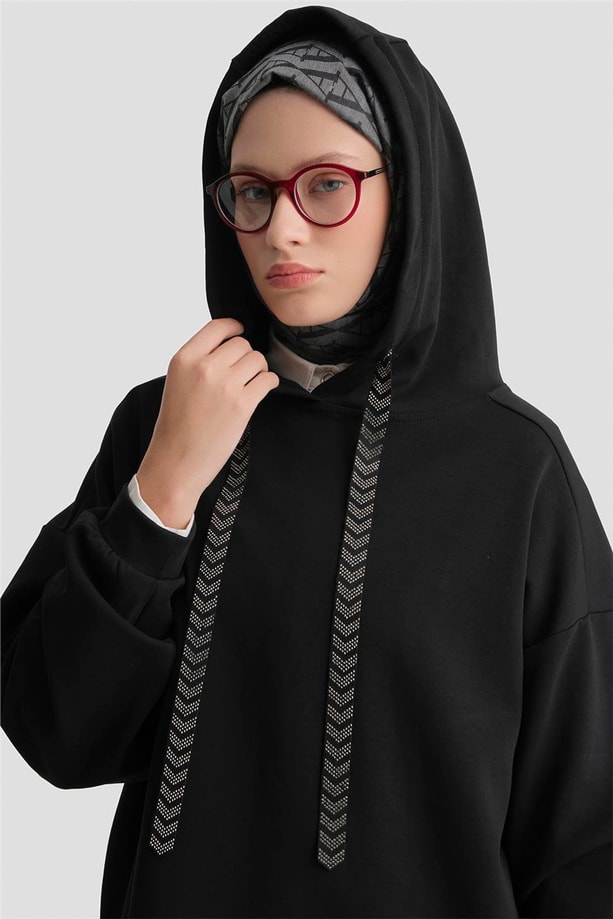 Kapüşonlu Sweat Siyah