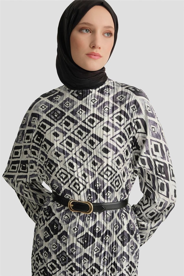 Retro Desen Tunik Beyaz