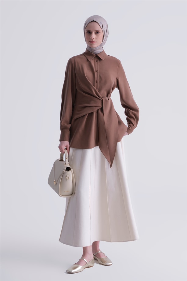 Bağlama Detaylı Tunik Camel