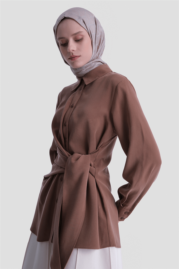 Bağlama Detaylı Tunik Camel