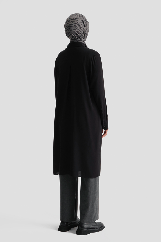 Logolu Uzun Tunik Siyah