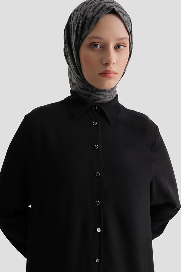 Logolu Uzun Tunik Siyah