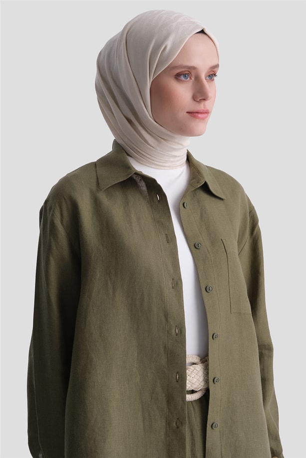 Keten Oversize Tunik Haki