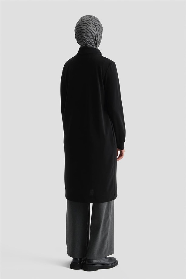Fermuar Detaylı Basic Tunik Siyah