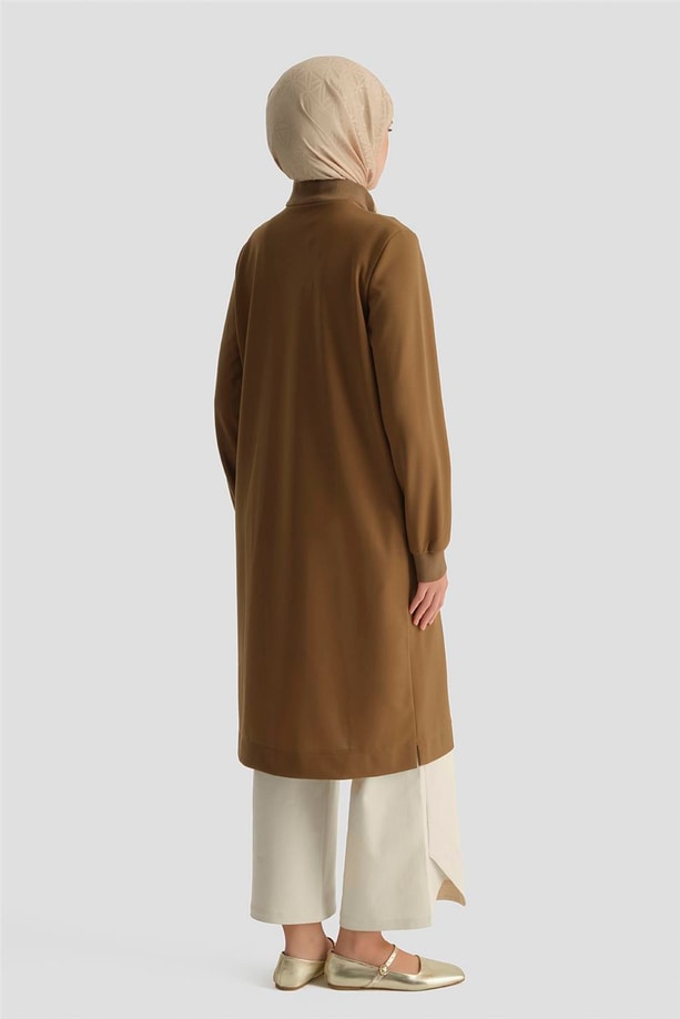 Fermuar Detaylı Basic Tunik TARÇIN