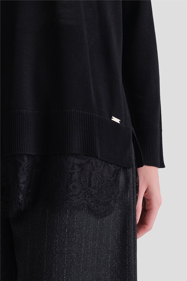 Dantelli Rayon Tunik Siyah