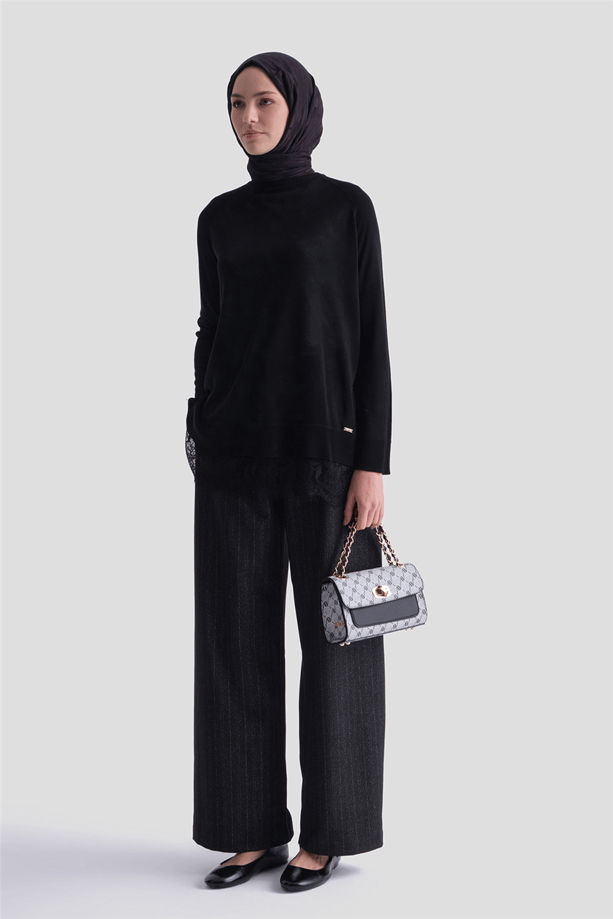 Dantelli Rayon Tunik Siyah