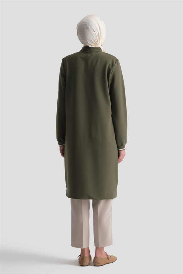 Cep Detaylı Basic Tunik Haki 