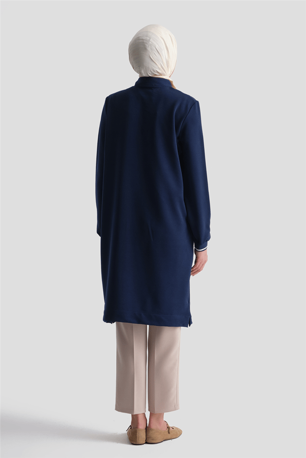 Cep Detaylı Basic Tunik Lacivert 