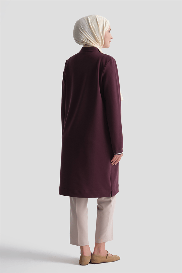 Cep Detaylı Basic Tunik Mürdüm 
