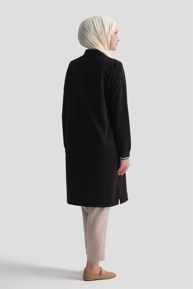 Cep Detaylı Basic Tunik Siyah 
