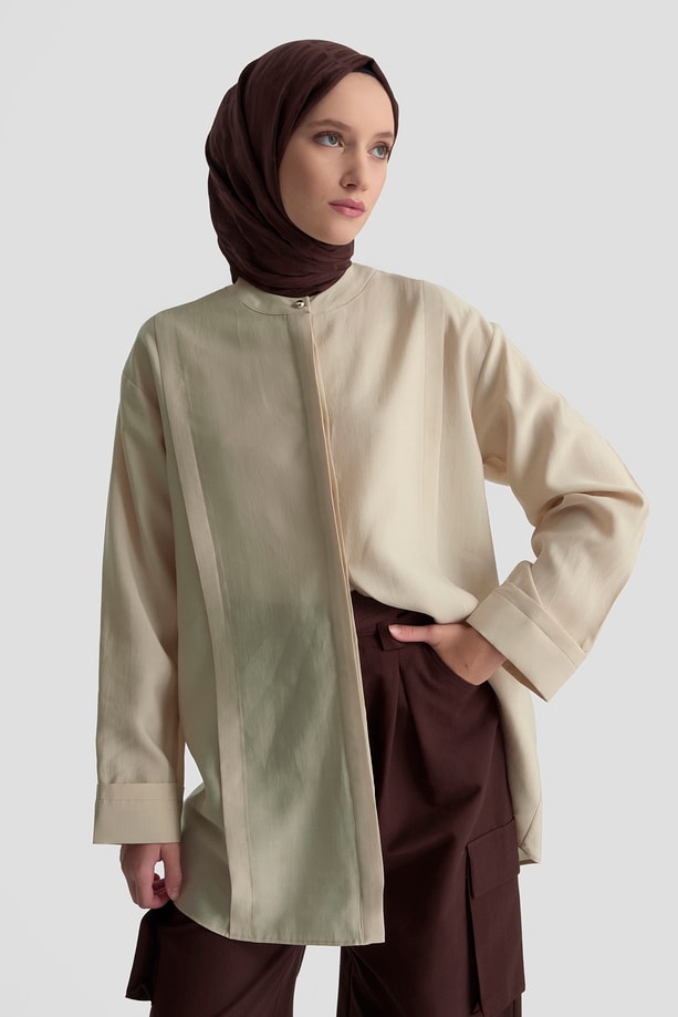 Hakim Yaka Lyocell Tunik Kum