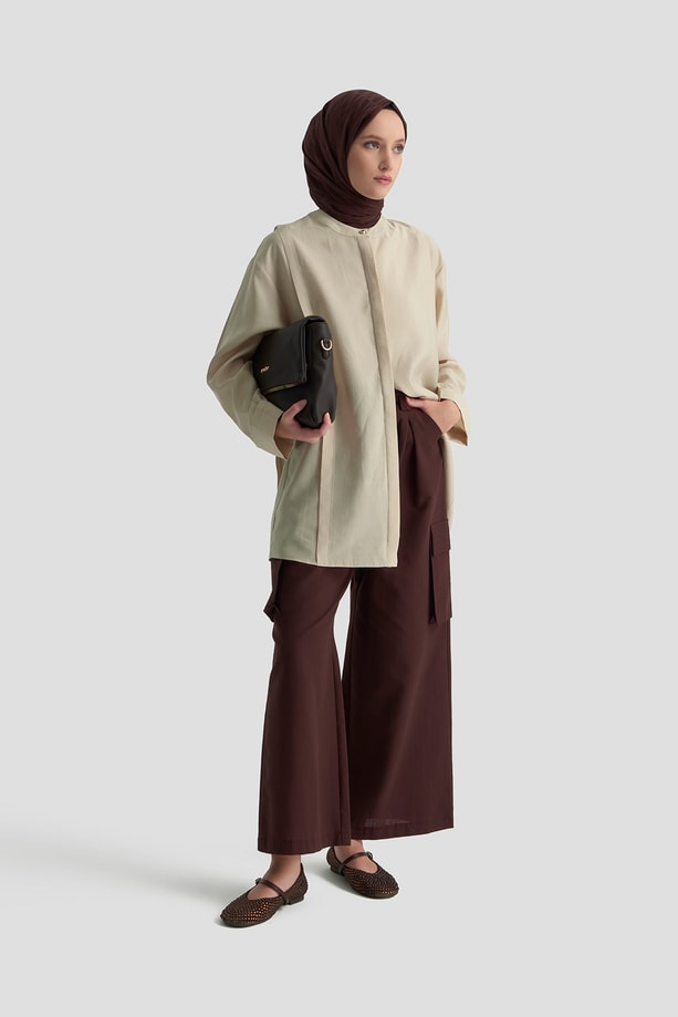 Hakim Yaka Lyocell Tunik Kum