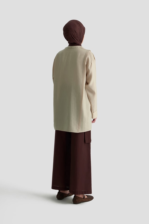 Hakim Yaka Lyocell Tunik Kum